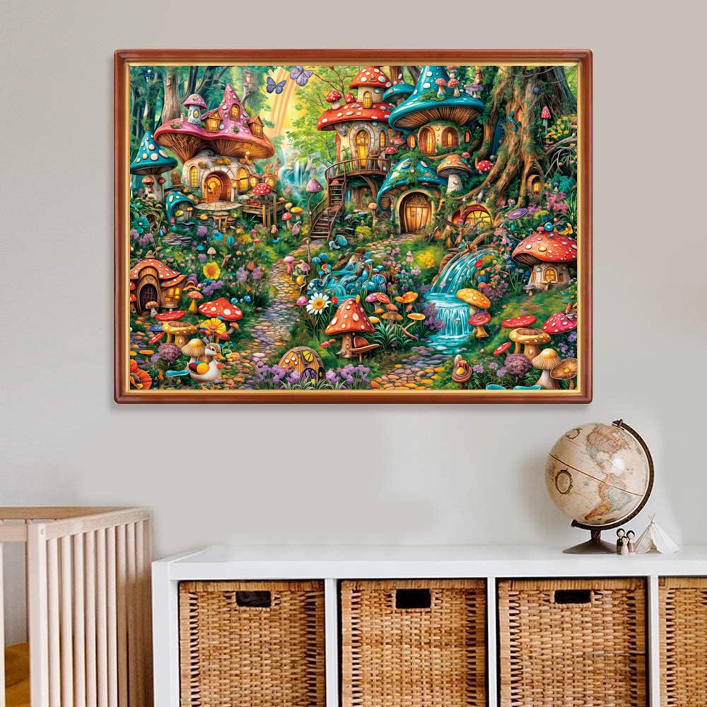 AveJoys Jigsaw Puzzles for Adults 1000 Piece Mushroom Village 27.56 x 19.69 Inch Jigsaw Puzzle for Adults Educational Game 1000 Pieces Puzzles for Adult - Image 2