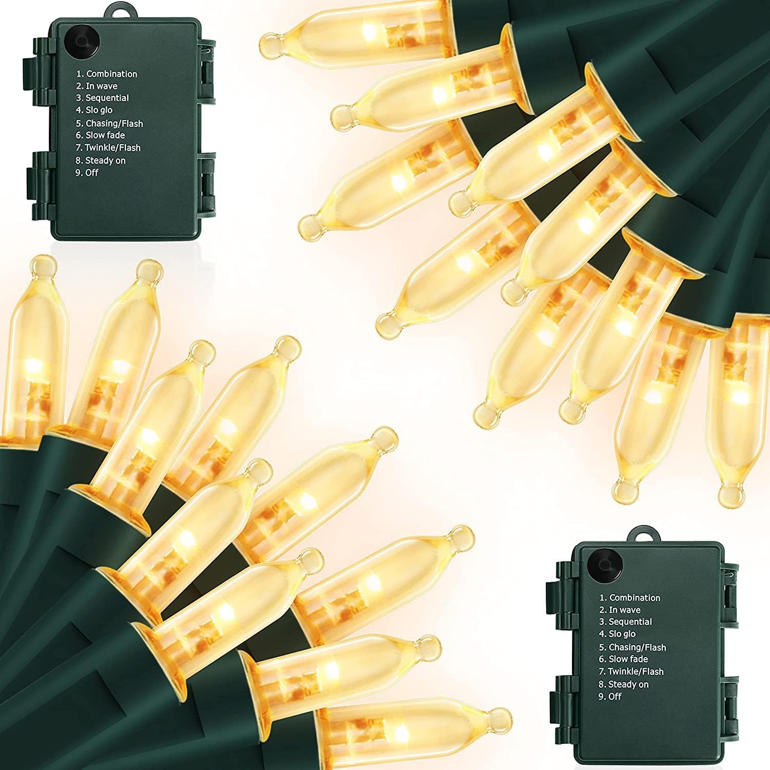 Battery Operated Christmas Lights, 2 Pack 17ft 50 LED Mini String Lights with 8 Modes Auto-Timer, Waterproof Tree Lights for Outdoor Indoor Xmas Holiday Wreath Garden Decor, Warm White Battery Operated Christmas Lights, 2 Pack 17ft 50 LED Mini String Lights with 8 Modes Auto-Timer, Waterproof Tree Lights for Outdoor Indoor Xmas Holiday Wreath Garden Decor, Warm White