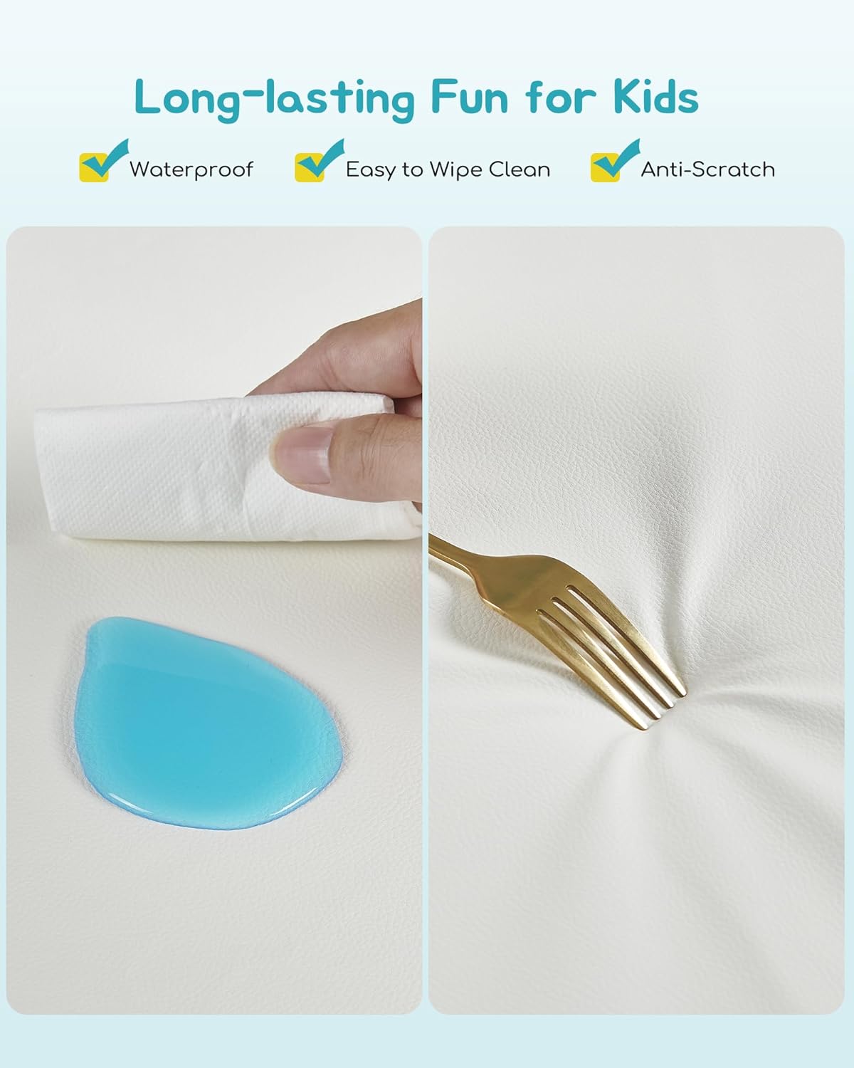 39" Round Baby Mat for Floor, Hypoallergenic Vegan Leather Cover Foam Play Mat for Nursery, Easy to Wipe Clean & Waterproof, Thick Playmat for Infants and Toddlers, 1 Storage Strap Included