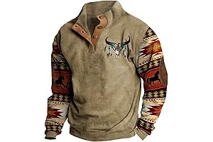Men's Cowboy Stuff: Western Aztec Ethnic Print Vintage Top