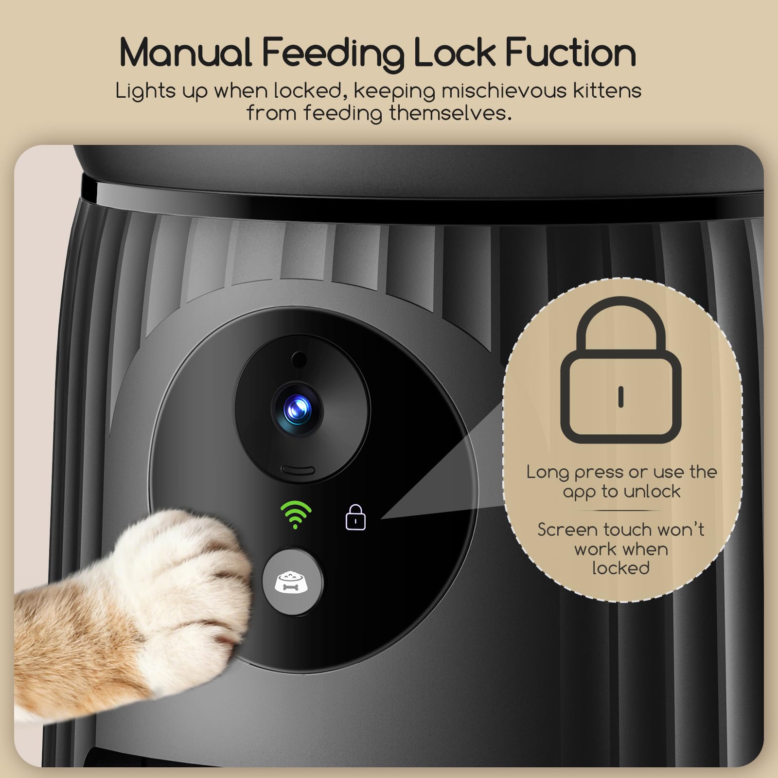 Faroro Distributeur Croquettes Chat Automatique, Caméra HD 1080P avec Vision Nocturne, 5G WiFi Mangeoire pour Chat/Chien avec Audio Bidirectionnel, APP, Caméra Basculante et Double Alimentation