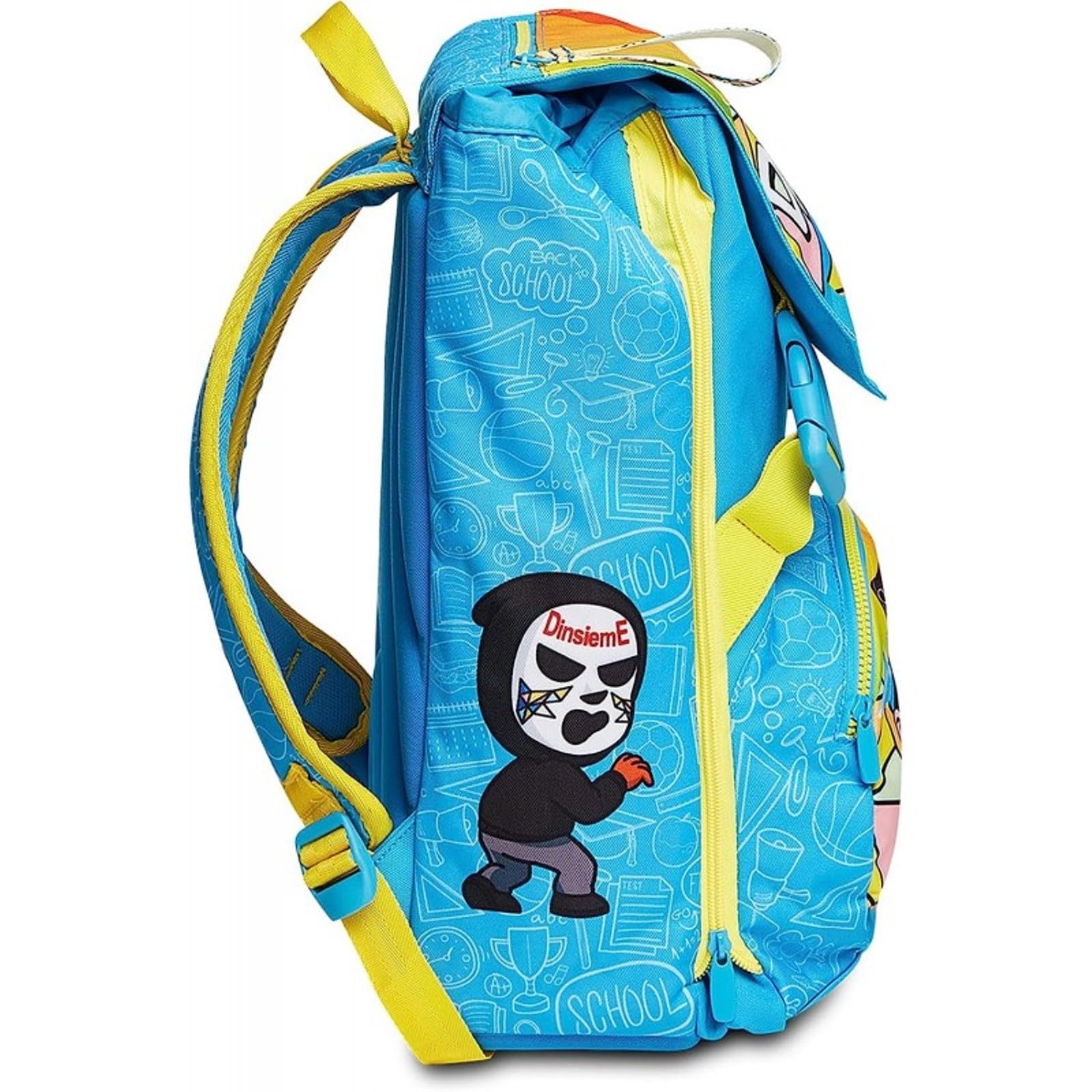 PRESTIGE & DELUXE Erweiterbarer Rucksack für Kinder Grundschule + 7 löschbare Stifte und Schlüsselanhänger Pfeife