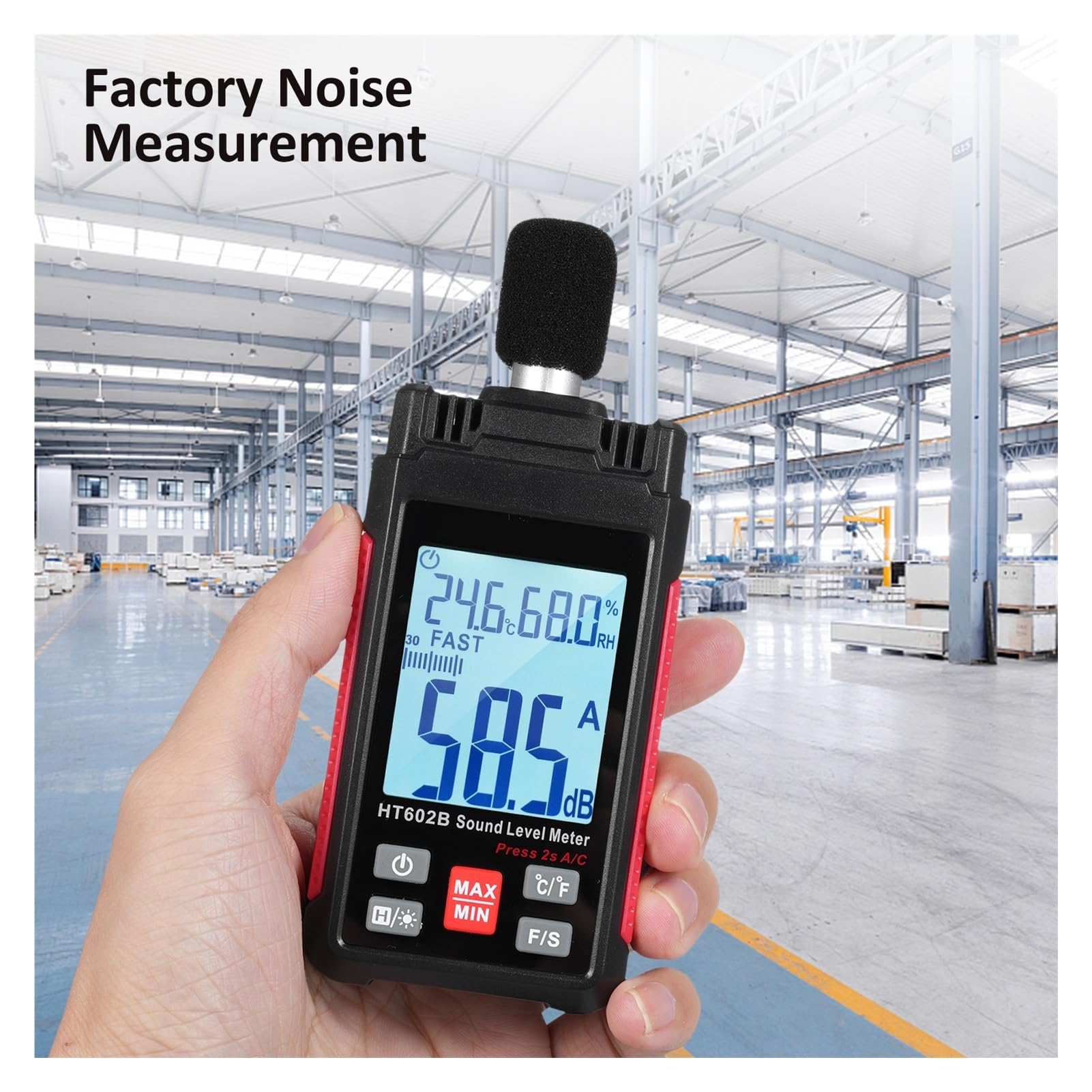 Fonometro Digitale Fonometro Decibel Misuratore SPL Portatile di Rumore 30-130 Db con misurazione 'umidità a Temperatura Tester del Livello di Rumore Decibel