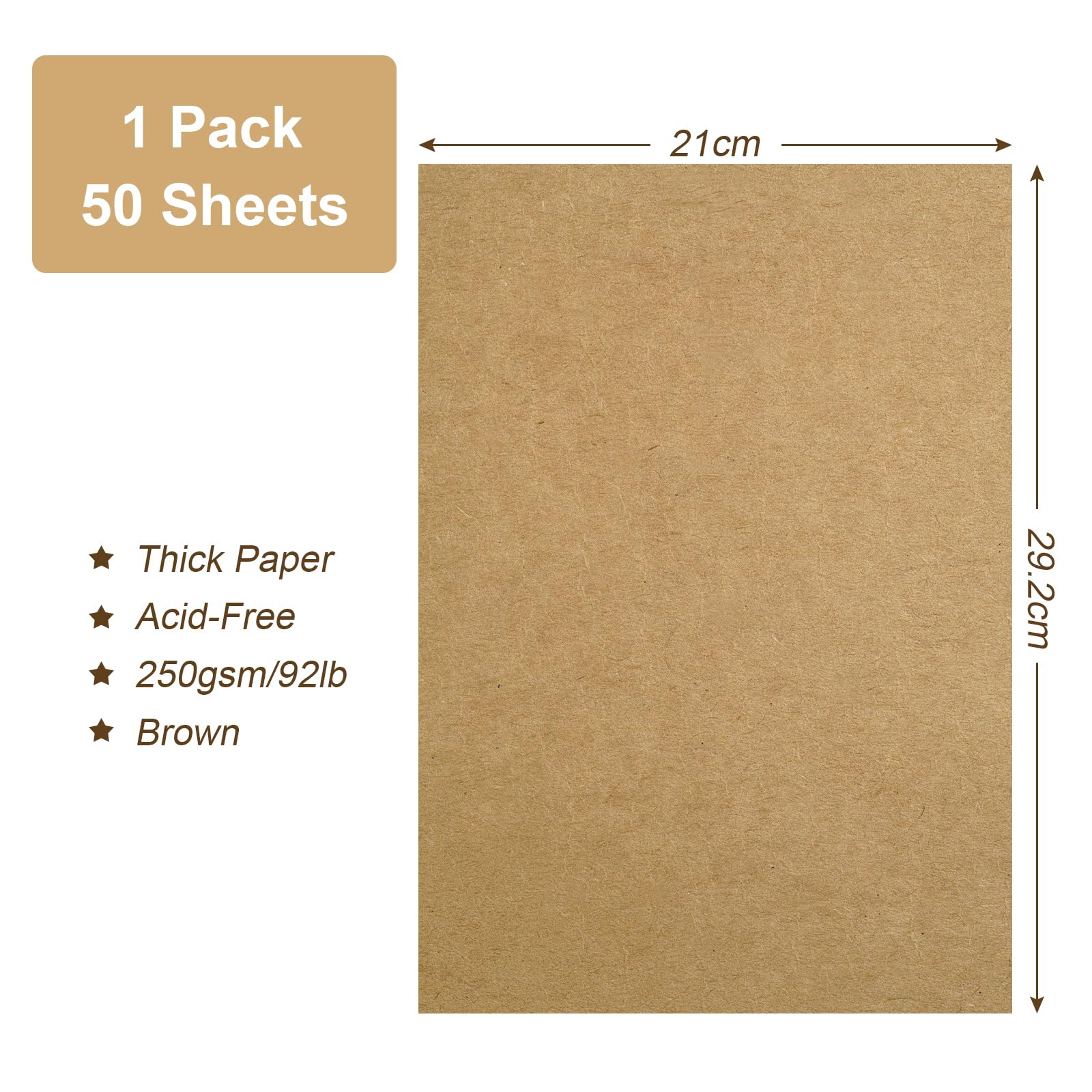 50 Sheets 250gsm Brown Card A4, Kraft Paper Card for Invitaion Menus, Crafts and DIY Cards - Image 2