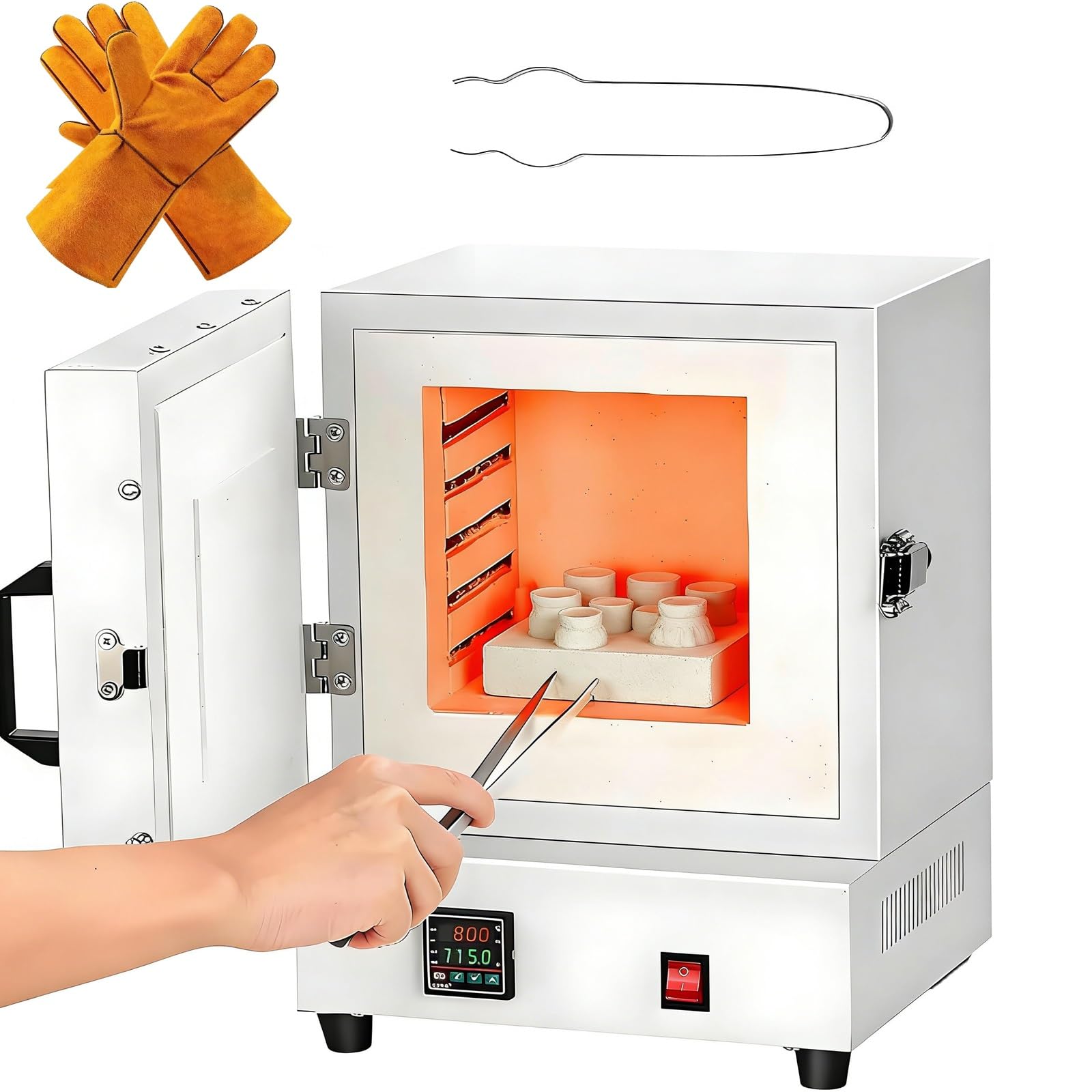 Electric Sintering Furnace, Digital Melting Burnout Oven Kiln, Lab Enclosed Muffle Furnace, High-Temperature 1150℃ for Ceramic Works and Jewelry