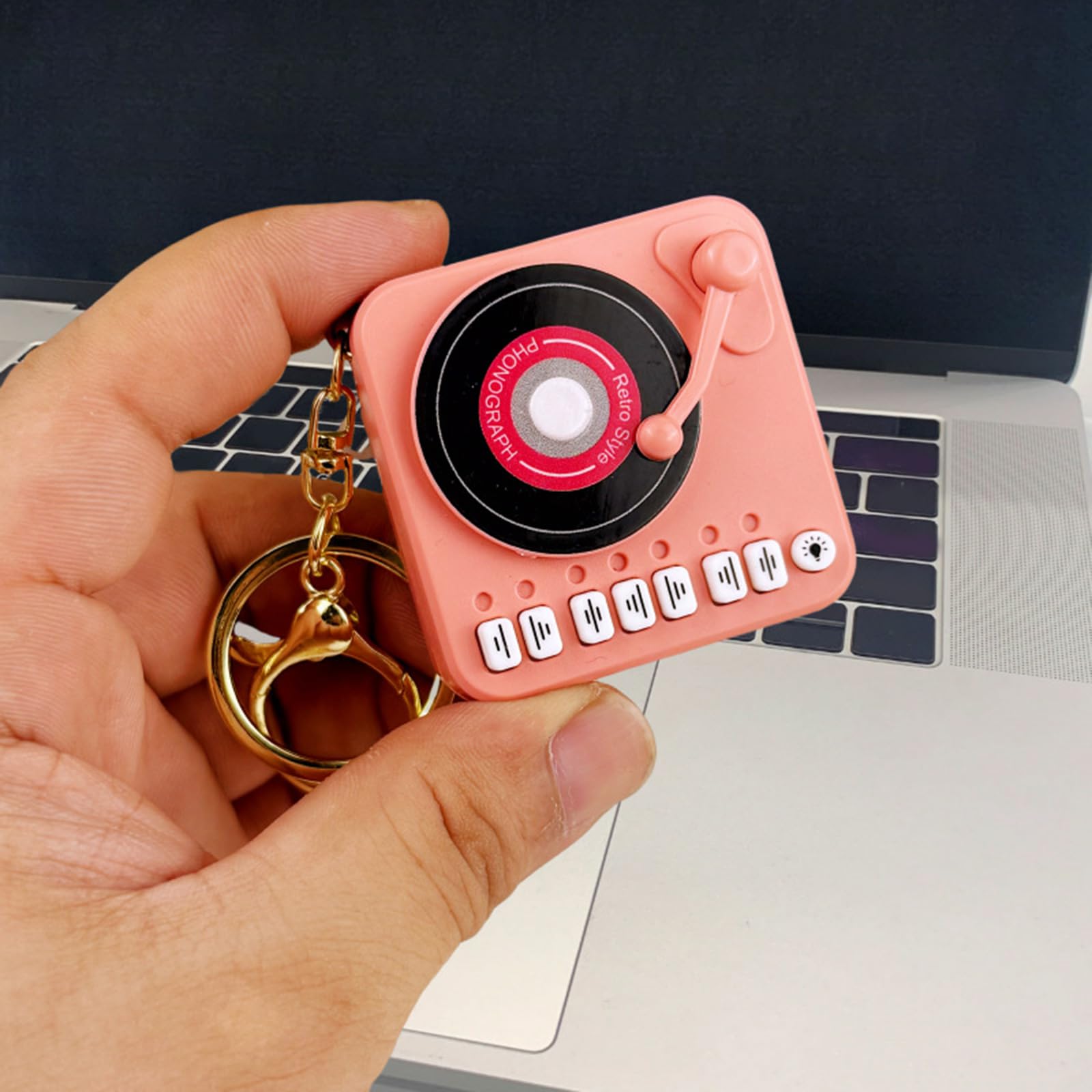 Playable Keychain Mini Music Box Mini Retro Record Player Keychain - Portable Music Box ...
