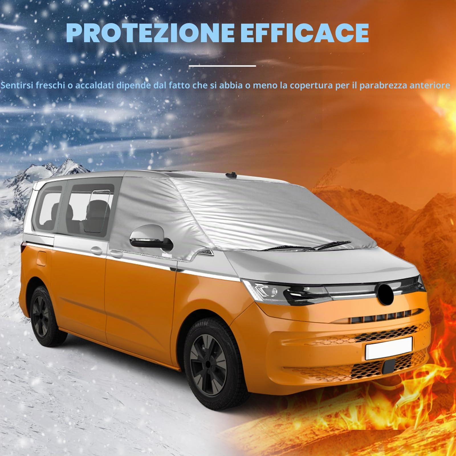 Copertura Parabrezza Auto Compatibile con VW T7, Parasole per Finestrino Anteriore, 100% Oscuramento, Blocca I Raggi UV, Resistente Alle Intemperie