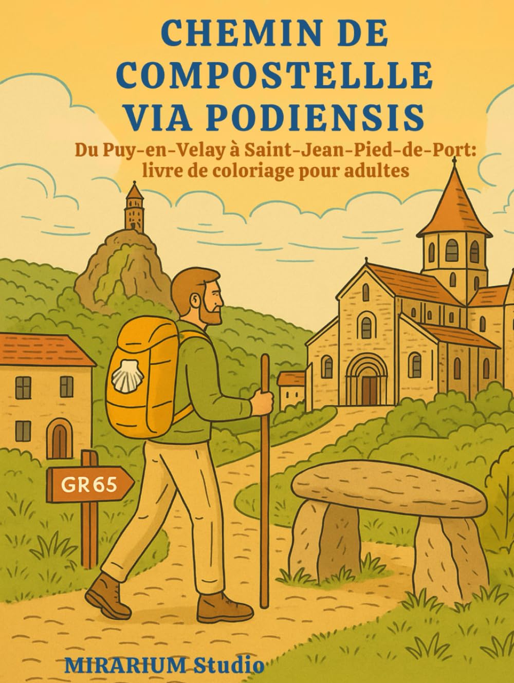 CHEMIN DE COMPOSTELLLE VIA PODIENSIS Du Puy-en-Velay à Saint-Jean-Pied-de-Port: Livre de coloriage pour adultes inspiré du chemin de Compostelle 80 ... villages, patrimoine, scènes de pèlerins