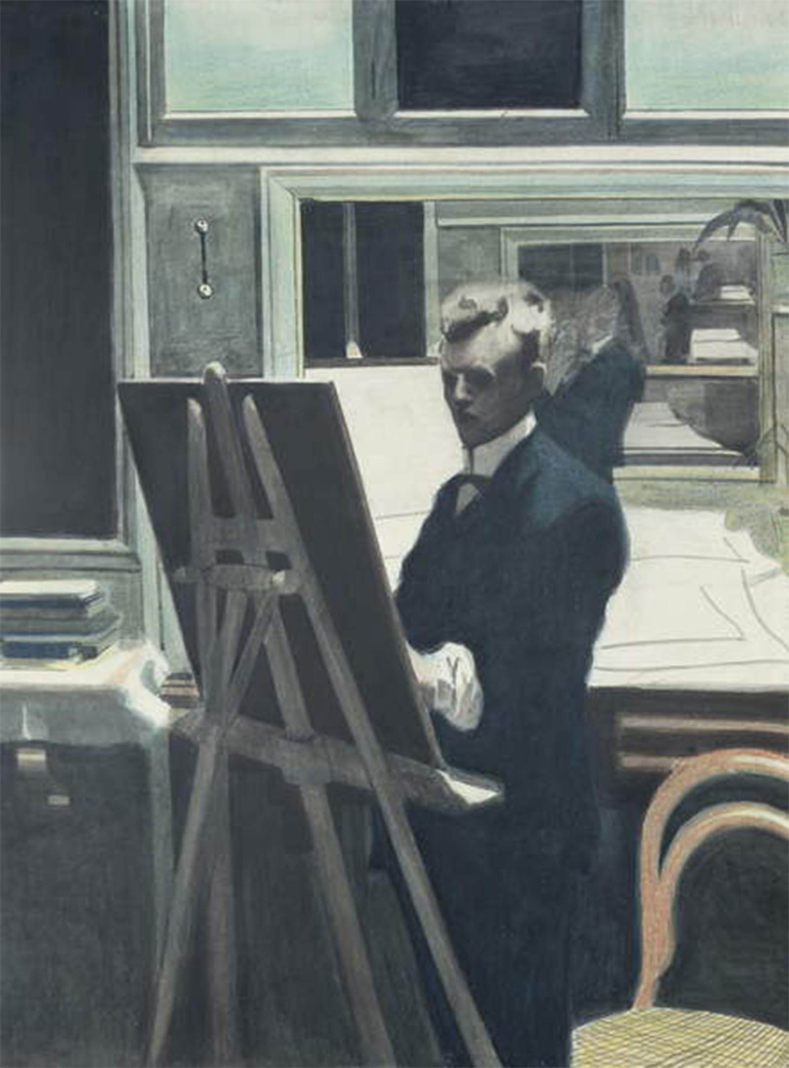 POSTERIIk Vintage Print Pop Art Landscape Artwork Self Portrait with Easel in the Mirror by Leon Spilliaert Art Prints for Office Home Decor 60x90cm