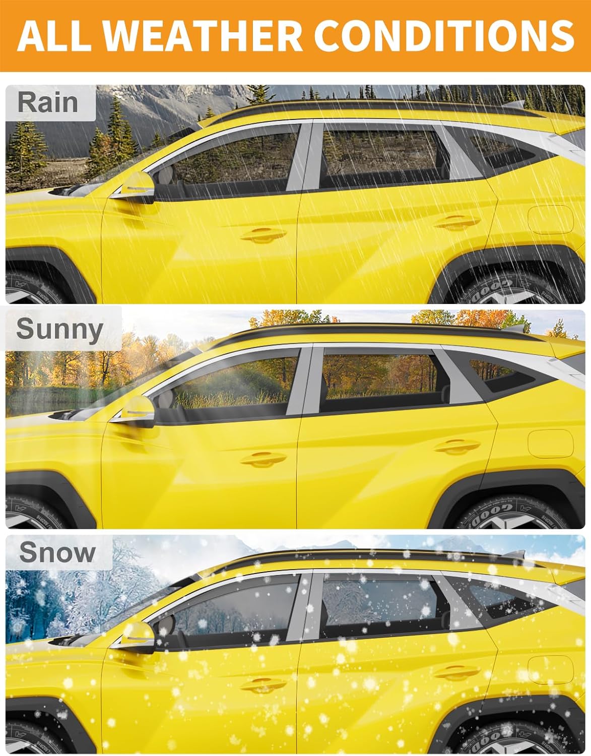 in-Channel Window Rain Guards Fit for Hyundai Tucson 2022 2023 2024 2025 2026 Rain Guards Extra Durable Window Deflectors Visors Vent Visors Vent Shades Car Accessories -4 pcs