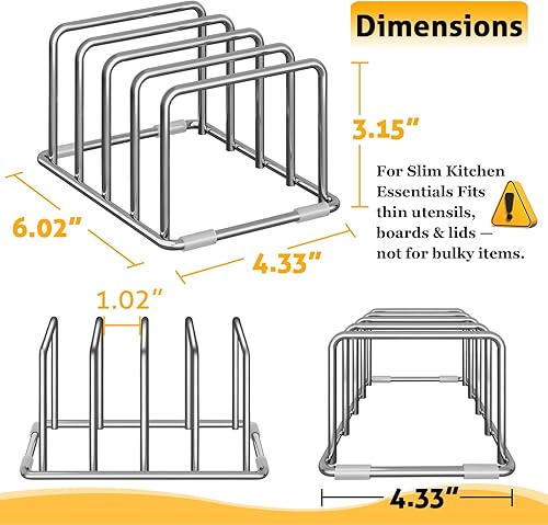 Miniatura 3 de Soporte Organizador para Tabla de Cortar - Estante para Tabla de Cortar de Acero Inoxidable 304, Soporte para Tapas de Ollas y Sartenes, Estante