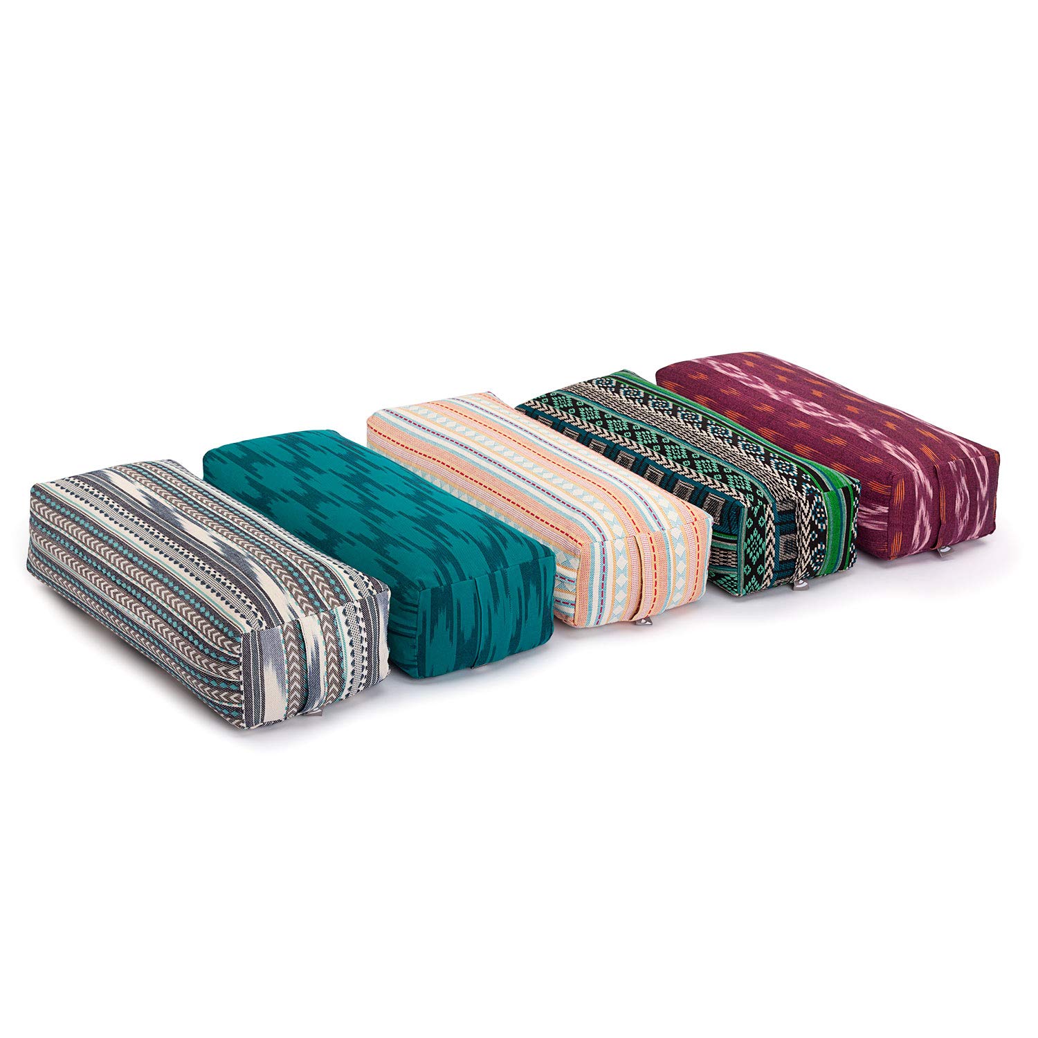 Bodhi Salamba Bolster Ethno Collection Eckiges Yogakissen Bio-Dinkelfüllung Waschbarer Bezug 100% Baumwolle Yogarolle Yin Yoga Pilates Meditation Jacquard-Webart