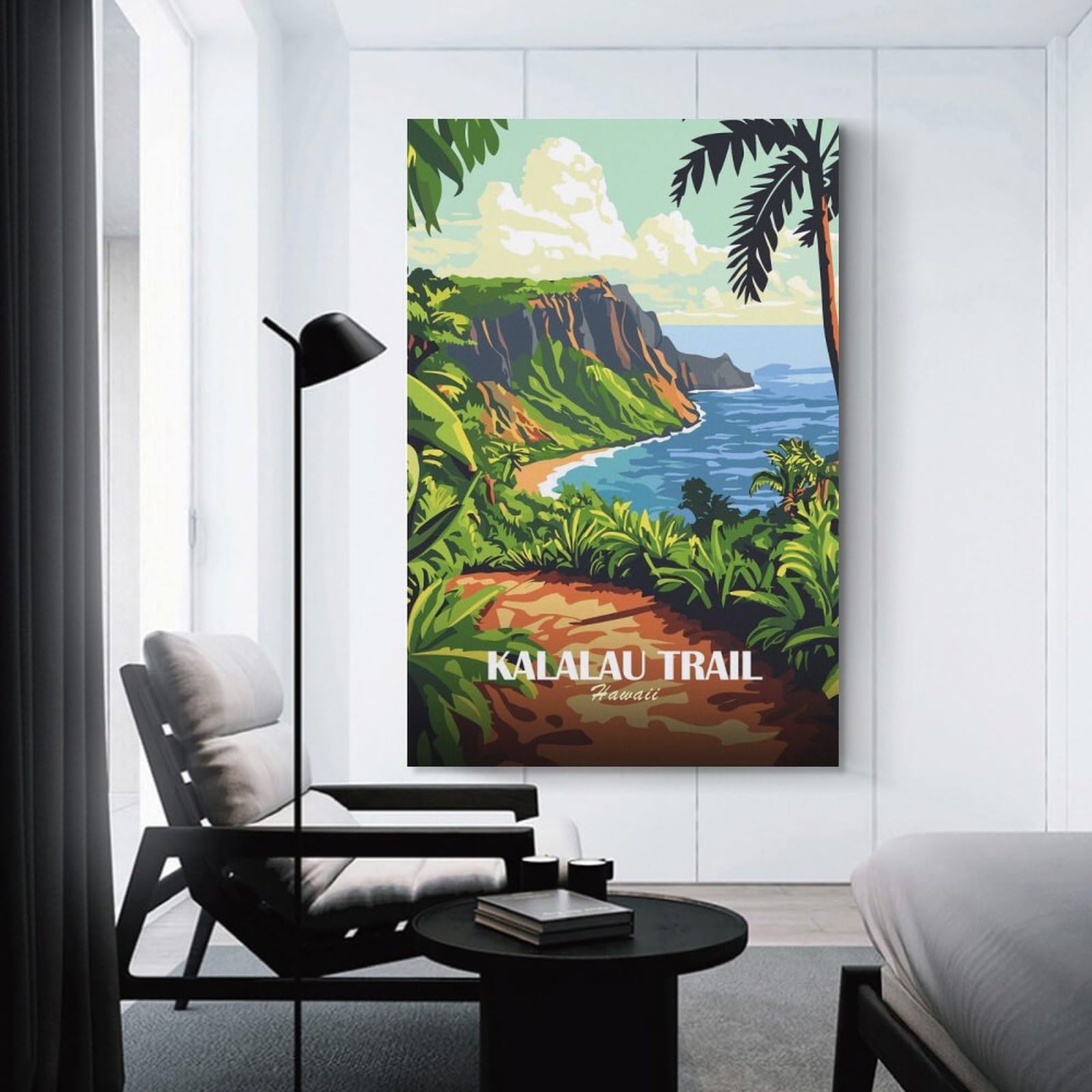Junmoney Wall Art Print Kalalau Trail, Hawaii Travel, 20x30inch(50x75cm), for Bedroom Decor, Cosy Corners Or Studios, Decorative Wall Art for Cosy Rooms