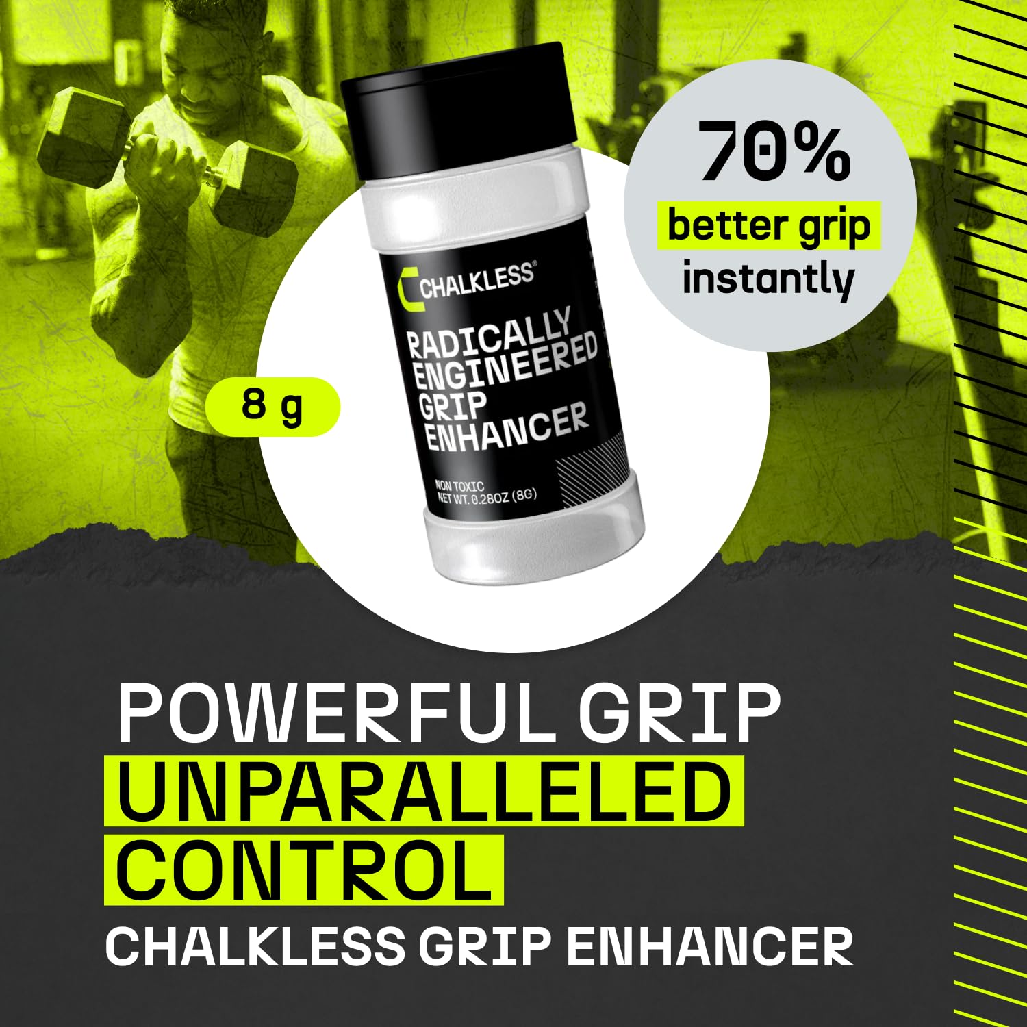 Chalkless Potenciador de agarre, no tóxico, repuesto para mango de tiza líquida para levantamiento de pesas, juegos, tenis, golf, radicalmente diseñado para mejorar el agarre durante más tiempo