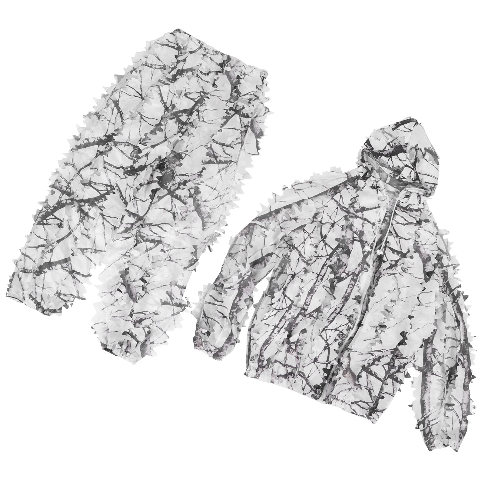 Teror 3D Leaf Suit, Snow Wild Camouflage Ghillie Suit 3D Leaf Kurtka i spodnie Set Ubrania do polowania