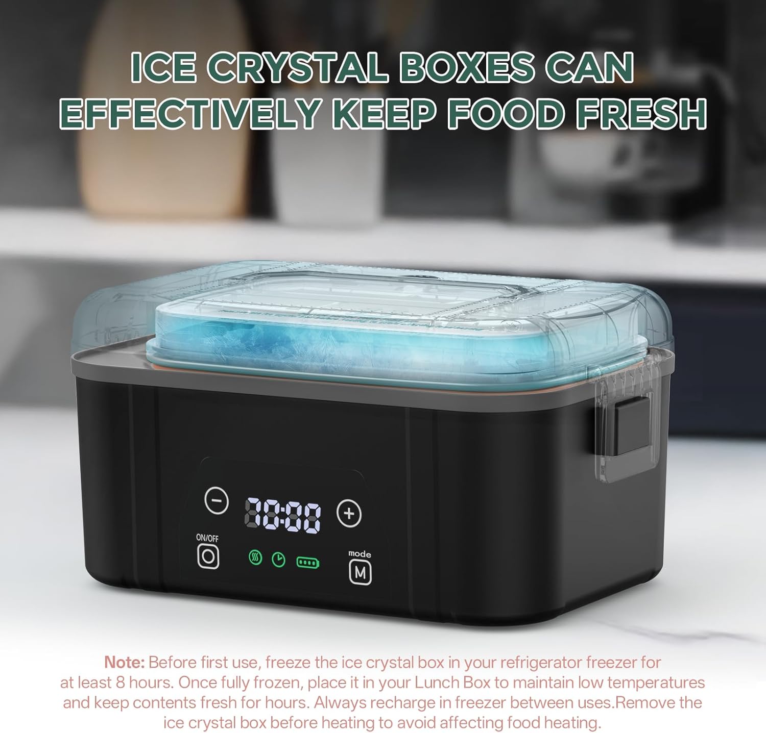 Cordless Heated Lunch Box, Smart Timer Automatic Heating Food Warmer for Adults, 5.5-Cup Portable Electric Lunch Container with Handheld Insulated Bag（Dark Black）