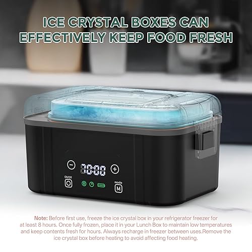 Miniatura 6 de Fiambrera eléctrica inalámbrica para adultos, lonchera calentada a pilas con calefacción automática, contenedor de 44 onzas  1.3 L con bolsa aislada