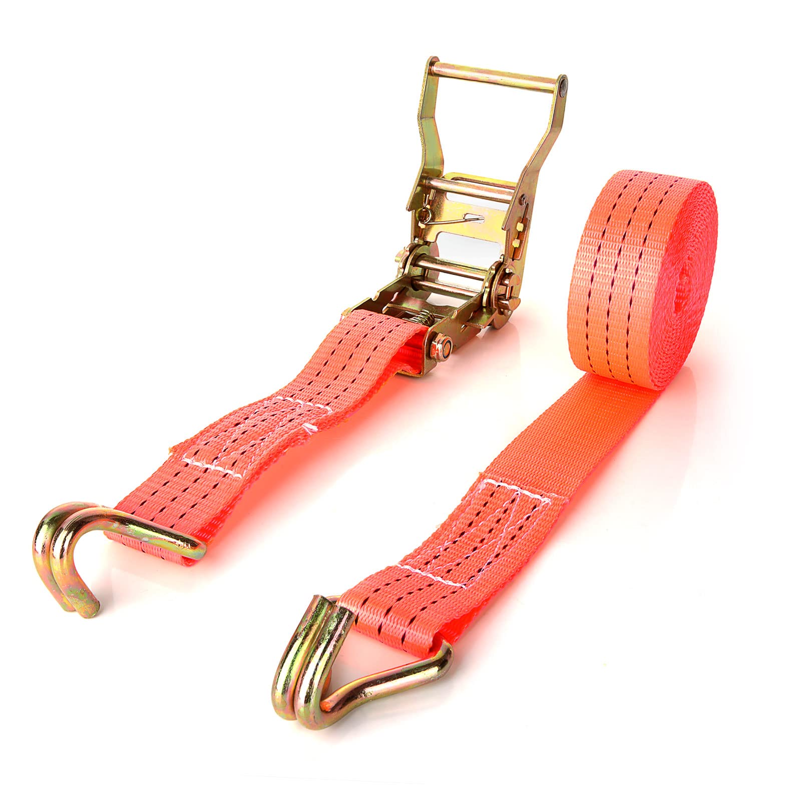 4 Pcs Sangles à Cliquet, Sangle d'arrimage à Cliquet avec Crochet Tendeur pour Moto, Voiture, Remorque, Capacité de 3000 kg, 6M x 38MM - Orangé | Sangle a Cliquet avec Crochet pour Moto, Voiture, Remorque, Capacité de 1000 kg - Orangé
