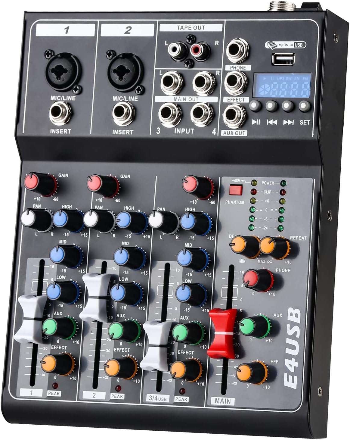Mixers Audio 4 Channel Mixer, Dj Mixer Board Mixer Audio Bluetooth MP3