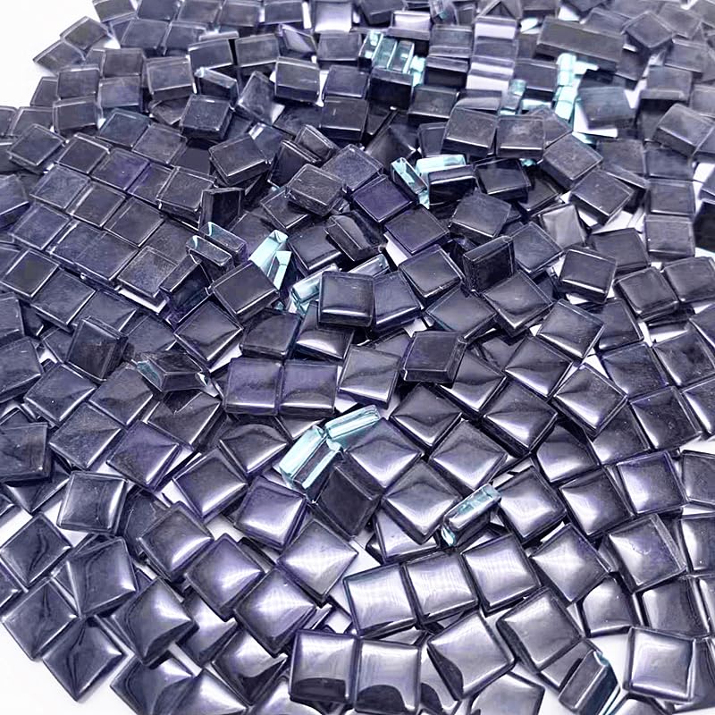 500G/ 1.1LB Bulk Crystal Mosaic Tiles, Assorted Color Opaque Glass Crafts Supplies for DIY Picture Coaster Home Kitchen Bathroom Decoration (0.4x0.4 inch, Black) - 610 Pcs