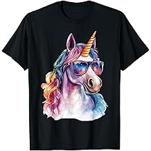Cute Unicorn wearing Sunglasses Funny Graphic T-Shirt