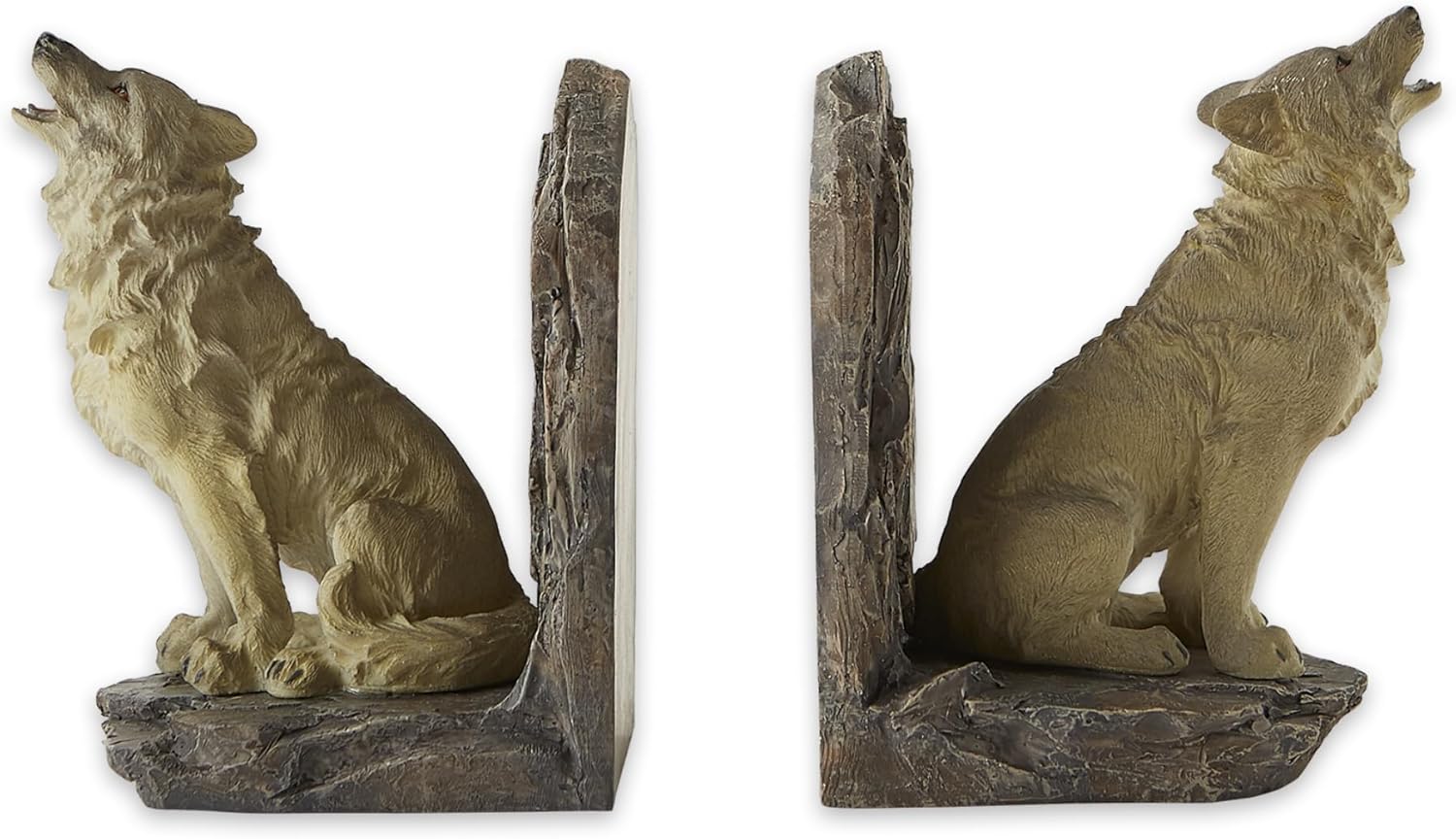 Zingz & Thingz Decorative Resin Library Book Ends, Howling Wolves, 3.5x4x5.5