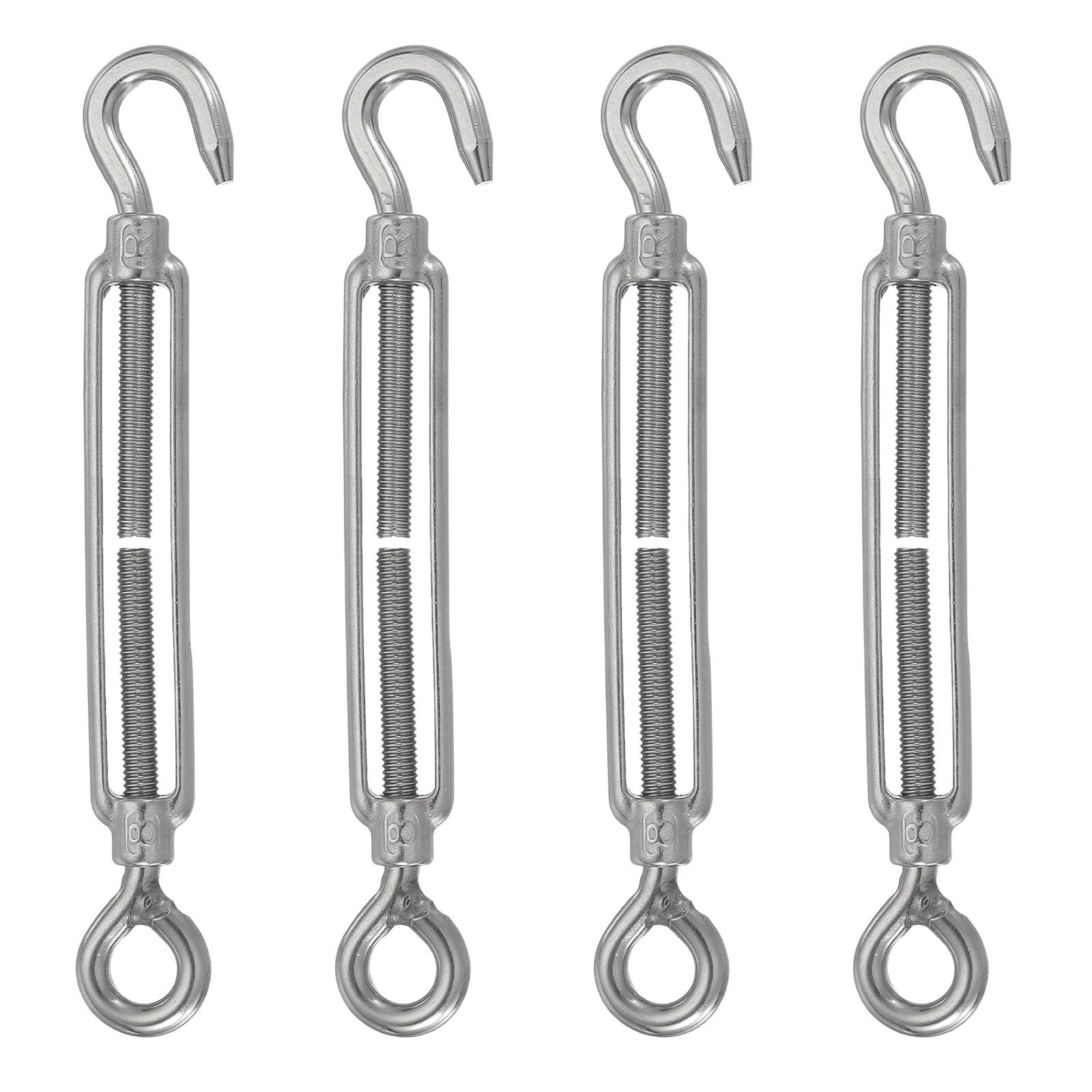 Tendeur M8 crochet et œillet en acier inoxydable 304 pour câble et corde, lot de 4
