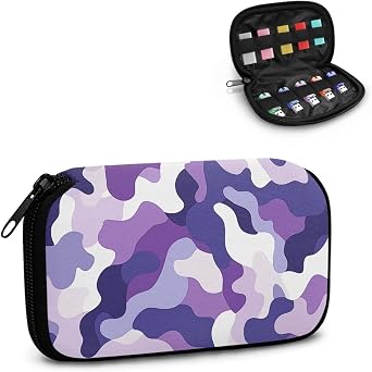 Purple Camo USB Storage Case Thumb Drive Case Organizer USB Flash Drive Storage Bag with 10 Slots Electronic Accessories Protection Organizer for USB Flash Drive