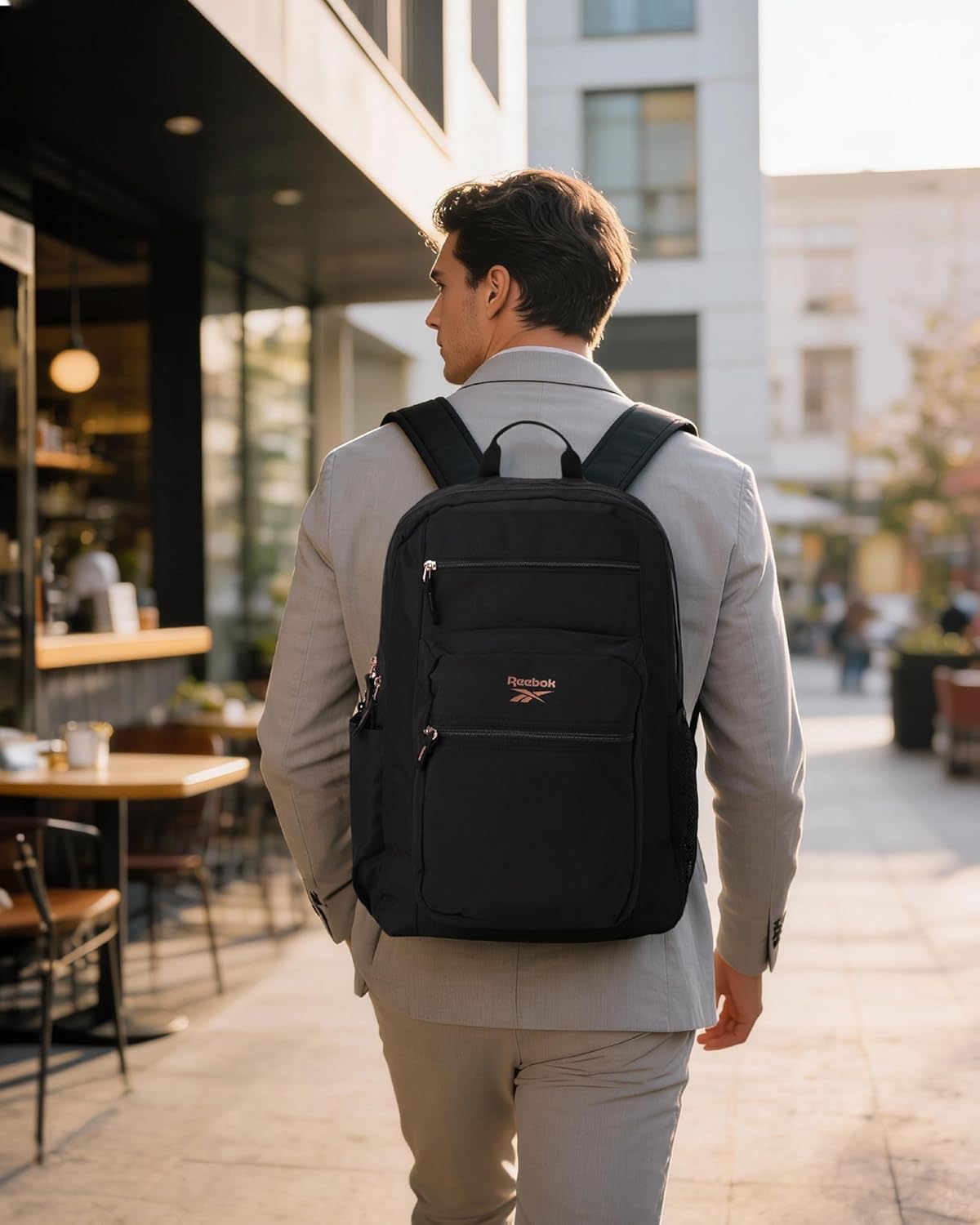 Reebok Element Backpack - Multipurpose Lightweight Carry On Everyday Bag for School Gym and Travel Backpack for Men & Women, Jaylen Black/Rose Gold