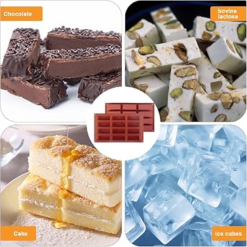 2Pcs Large Rectangle Silicone Mould, Chocolate Bar Moulds, 12 Cavity