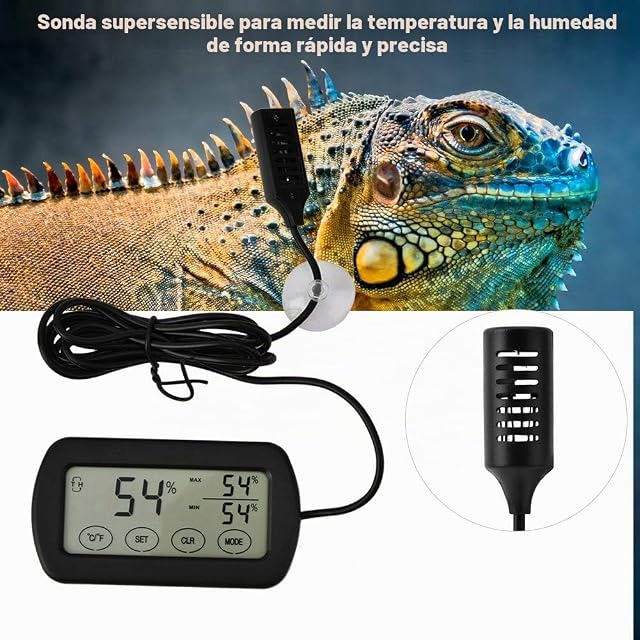 Foto 3 de 7 de Tnfeeon Termómetro Higrómetro Digital LCD, 8,8 x 4,8 cm, Medidor de Temperatura y Humedad para Incubadora