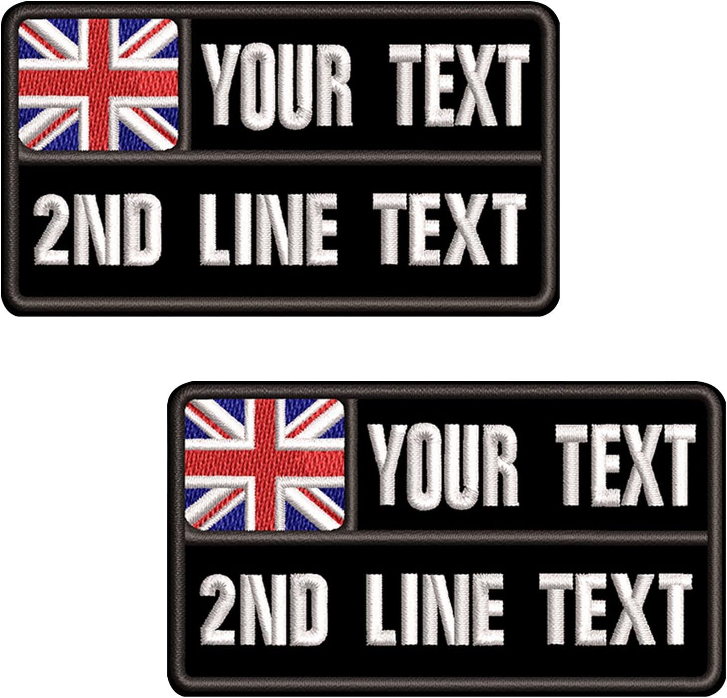 Custom name patches embroidered, 2PCS Embroidery British flag name Patch, Iron on/Hook & Loop