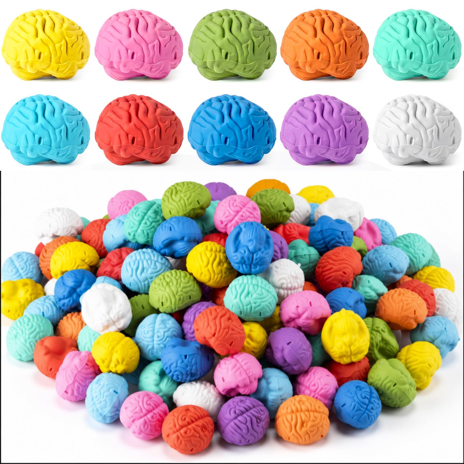 Gilprop Brain Shaped Erasers Bulk 1 Inch Mini Back to School Erasers First Day of School Party Favors Fun Classroom Supplies Cute Novelty Gifts for Students Teacher Must Haves(150 Pcs,Classic Colors)