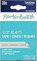 Vista 32 de Brother P-touch Embellish Cinta de impresión negra sobre encaje plateado con patrón TZEMPSL31 – ~1.3 cm de ancho x 4 m de largo para usar