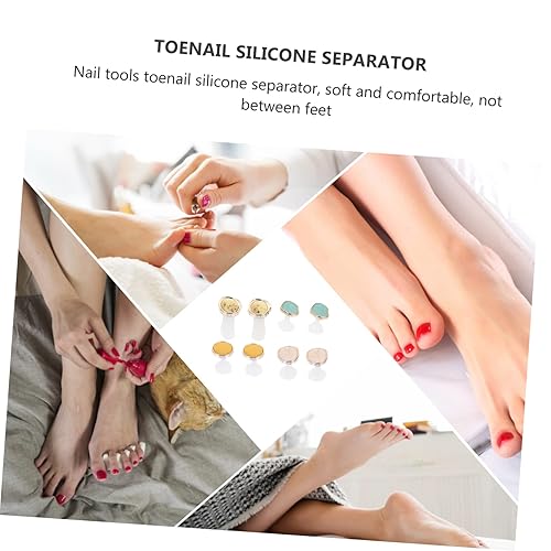 Miniatura 7 de Beavorty Herramienta de pedicura con diamantes de imitación, 8 piezas, protectores de pies para pies, separador de dedos de los dedos, separadores