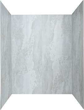 Palisade Vinyl Shower Surround Kit 78in x 60in x 32in, Urban Fjord | Waterproof PVC wall panels, grout-free design, bathroom renovation, coordinating trim, shelves, adhesive and sealant included