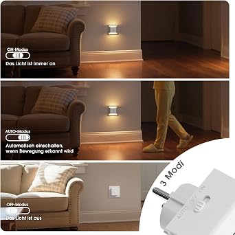 JandCase Night Light with Motion Sensor Light: 2 Pieces Night Light Socket [Energy Class F]