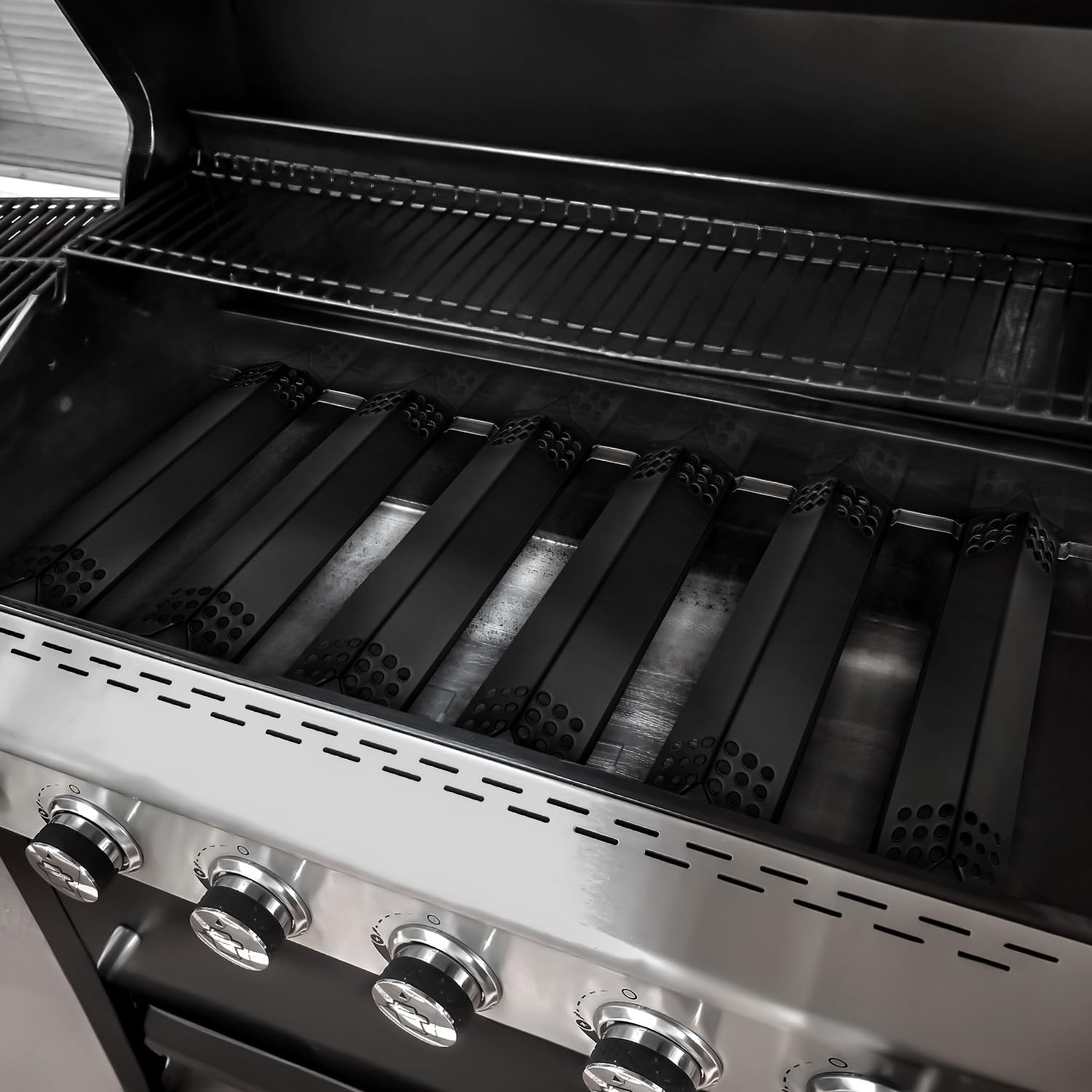 Unicook 14.56 Inch Grill Heat Plates Replacement Parts, Porcelain Grill Burner Covers Compatible for Nexgrill, Charbroil, Thick BBQ Heat Shields Tents, Flame Tamer for Gas BBQ, 5 Pack