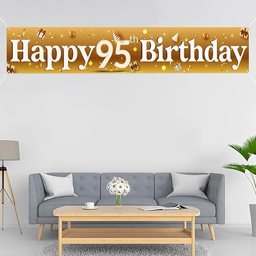 Miniatura 5 de Kimini-Ki Lager - Cartel de feliz cumpleaños 95, decoraciones de fiesta de cumpleaños 95 para hombres o mujeres, suministros de fiesta de cumpleaños