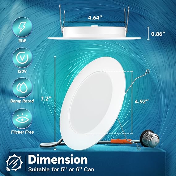 FREELICHT 1 Pack Retrofit LED Recessed Lighting 6 Inch, 5CCT, White
