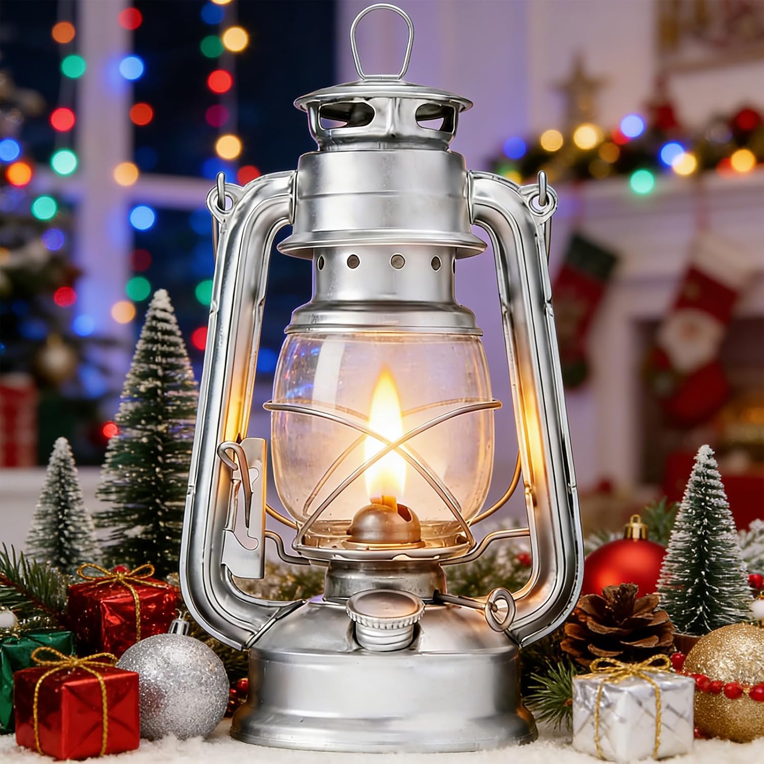 Pacify 2 Pack Kerosene Hurricane Lanterns, Vintage 10 Inch Oil Lamps for Indoor Outdoor Use, Retro Windproof Oil Lantern with Wick for Camping Emergency Patio Home Decor