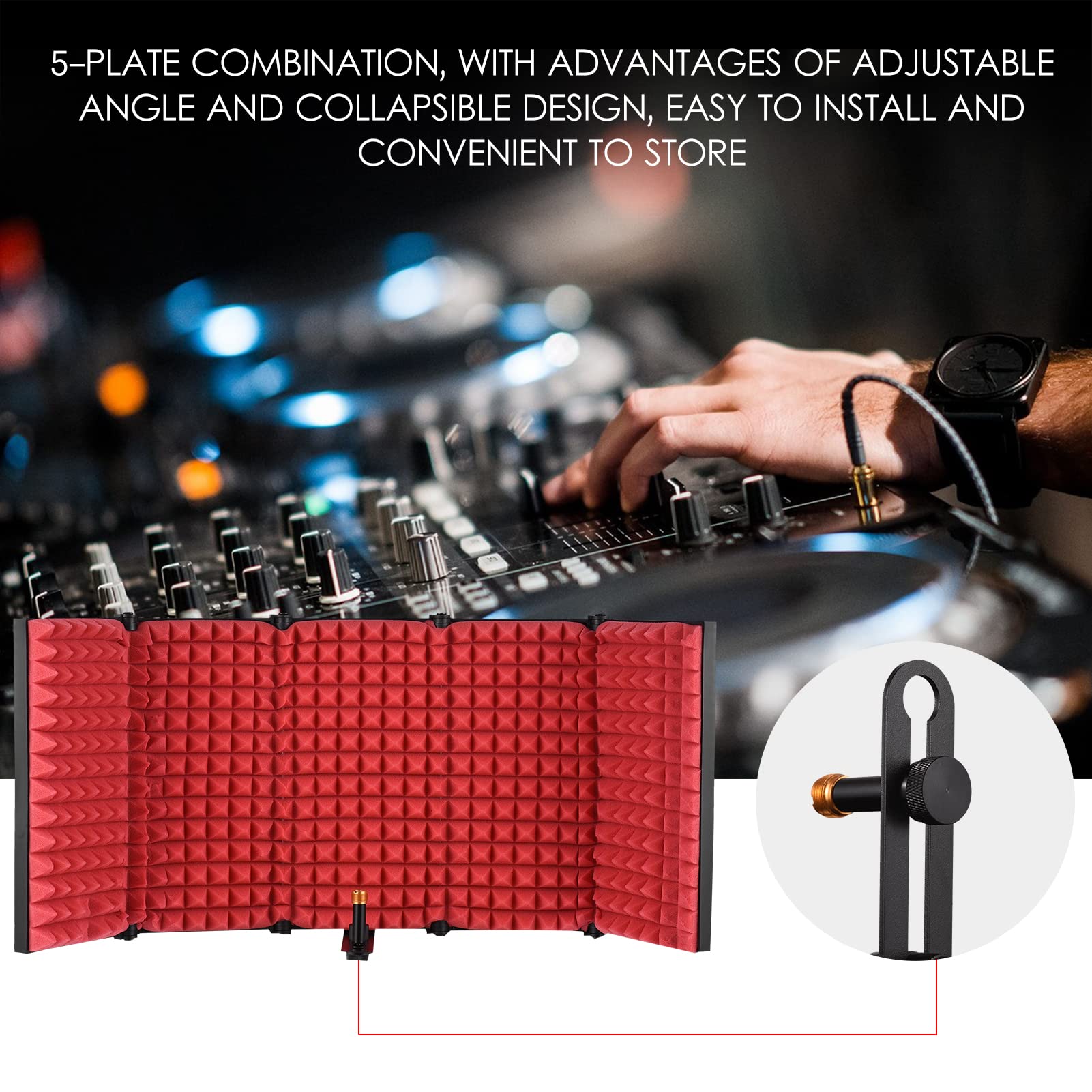 Mikrofon Windschutz 5-Türer Professionelle Studio Aufnahme Mikrofon Isolation Shield Faltbarer Popfilter Mikrofon Windschutz mit hoher Dichte EVA Schaum Schallabsorbierende Aufnahmegeräte