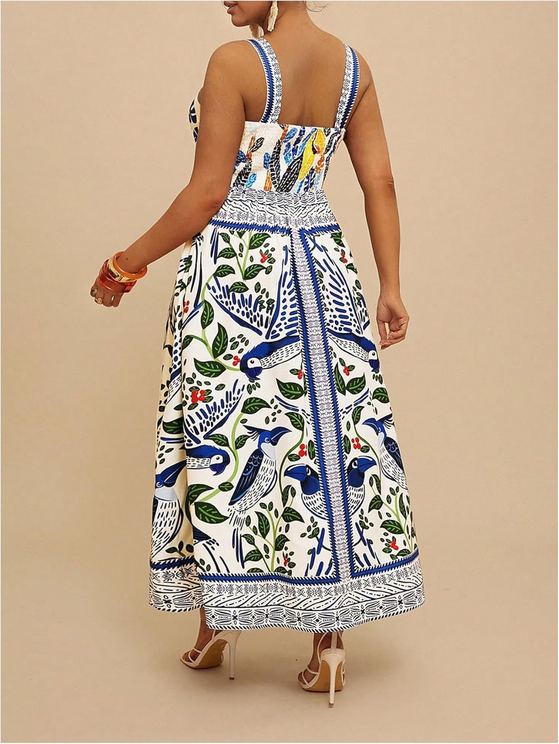 Floerns Women's Plus Size Tribal Print Sleeveless Cami Dress Flared Hem Boho Long Dresses - Image 3