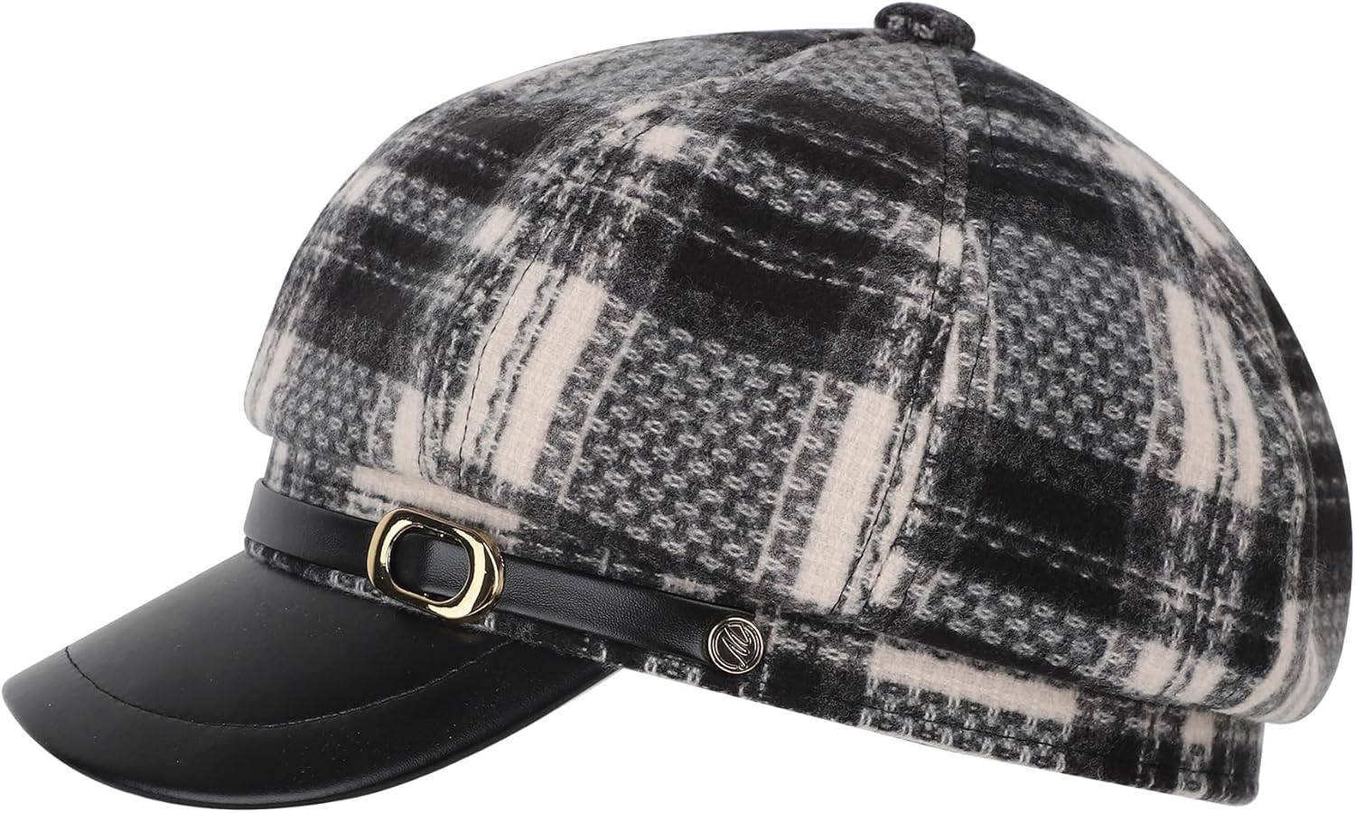 Women Fashion Octagonal Newsboy Hat, Retro Plaid Paperboy Cabbie Cap French Style Beret Hat for Ladies Girls - Image 4