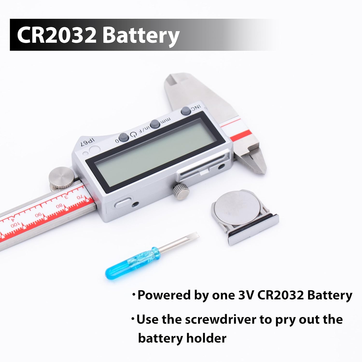 VINCA IP67 Grade Bluetooth Digital Caliper, DIPA-0605B 0-6 Inch/150mm, Inch/Millimeter/Fraction Conversion, Stainless Steel, Large LCD Screen