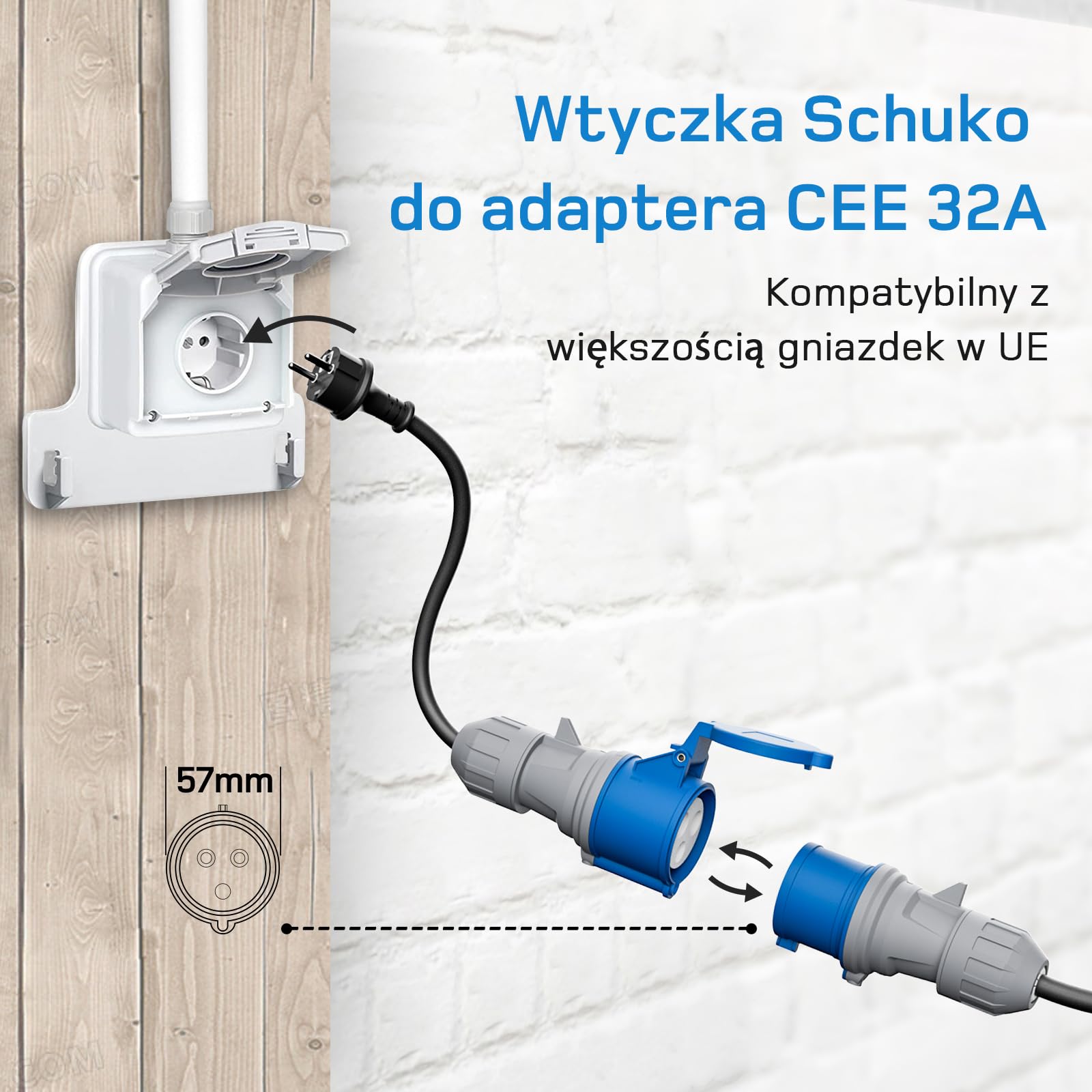 dé Ładowarka samochodowa elektryczna 7,4 kW, ładowarka pojazdu elektrycznego 32 A, 8m, 6–32 A, ładowarka i stacja ładująca do modeli 3/Y i innych EV/PHEV