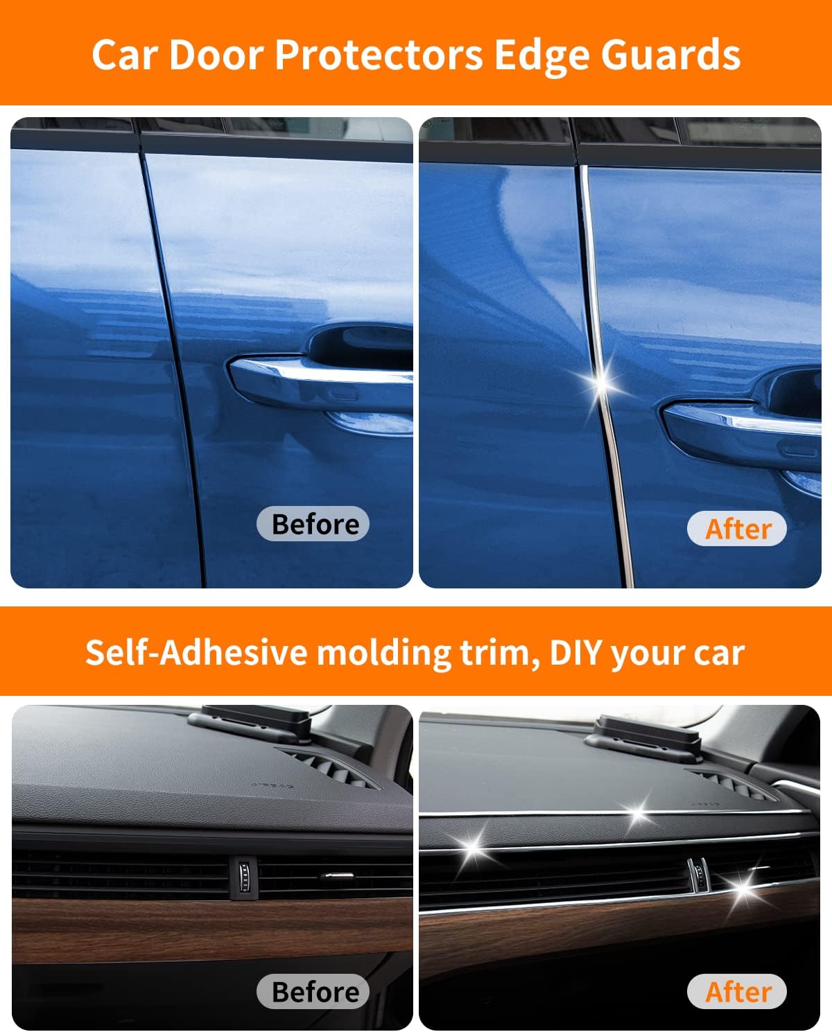 16Ft Chrome Car Trim Strip, Self-Adhesive Automotive Exterior and Interior Side Body Moulding, 1/4 inch (6mm) Scratch-Proof Silver DIY Accessories for Decorate Bumper Door Window