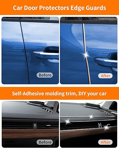 Miniatura 4 de Tira cromada de 16 pies, autoadhesiva para exterior e interior de automóvil, moldura lateral de 14 de pulgada (0.236 in), a prueba de arañazos,