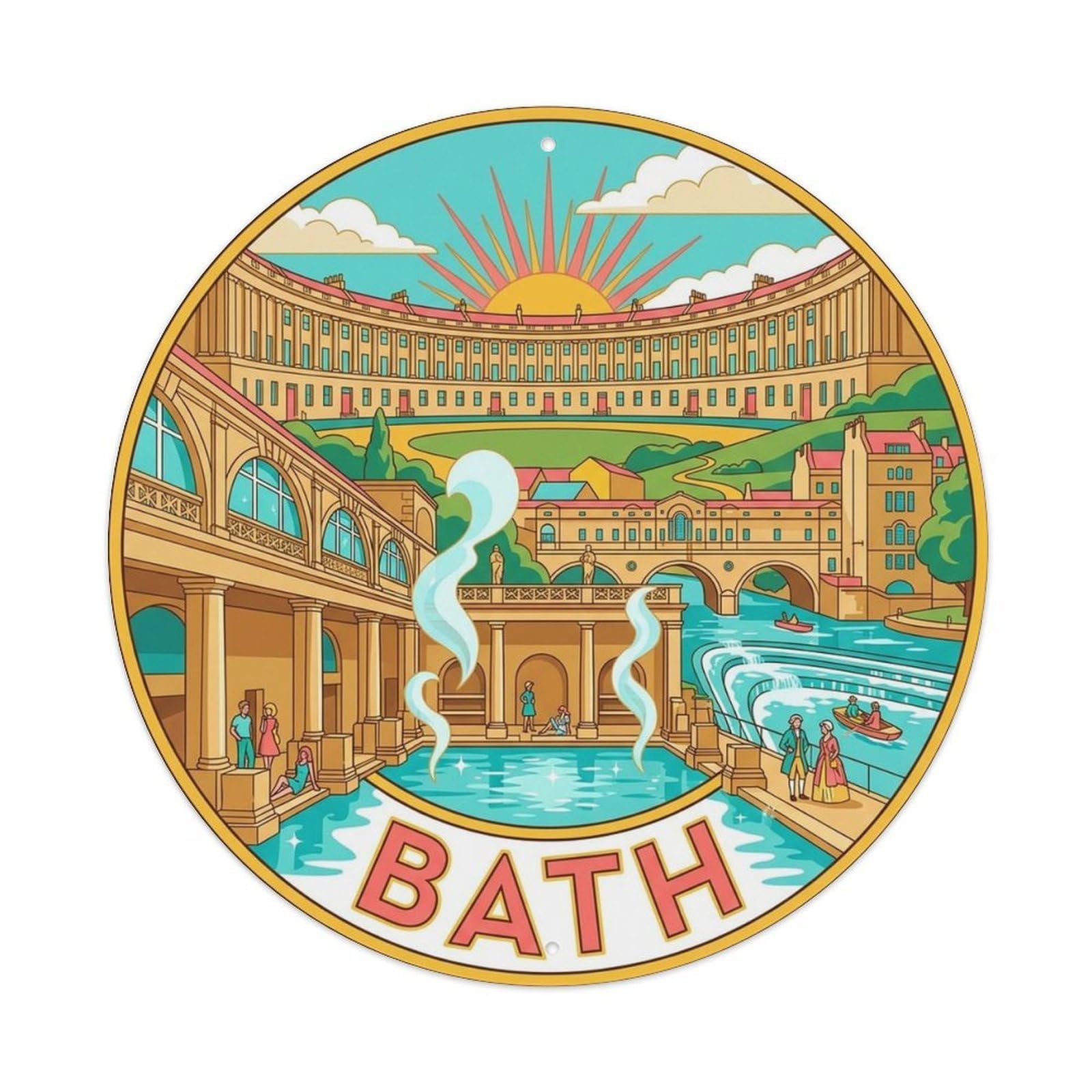 Bath England Vintage City Travel Landmark Metal Tin Sign