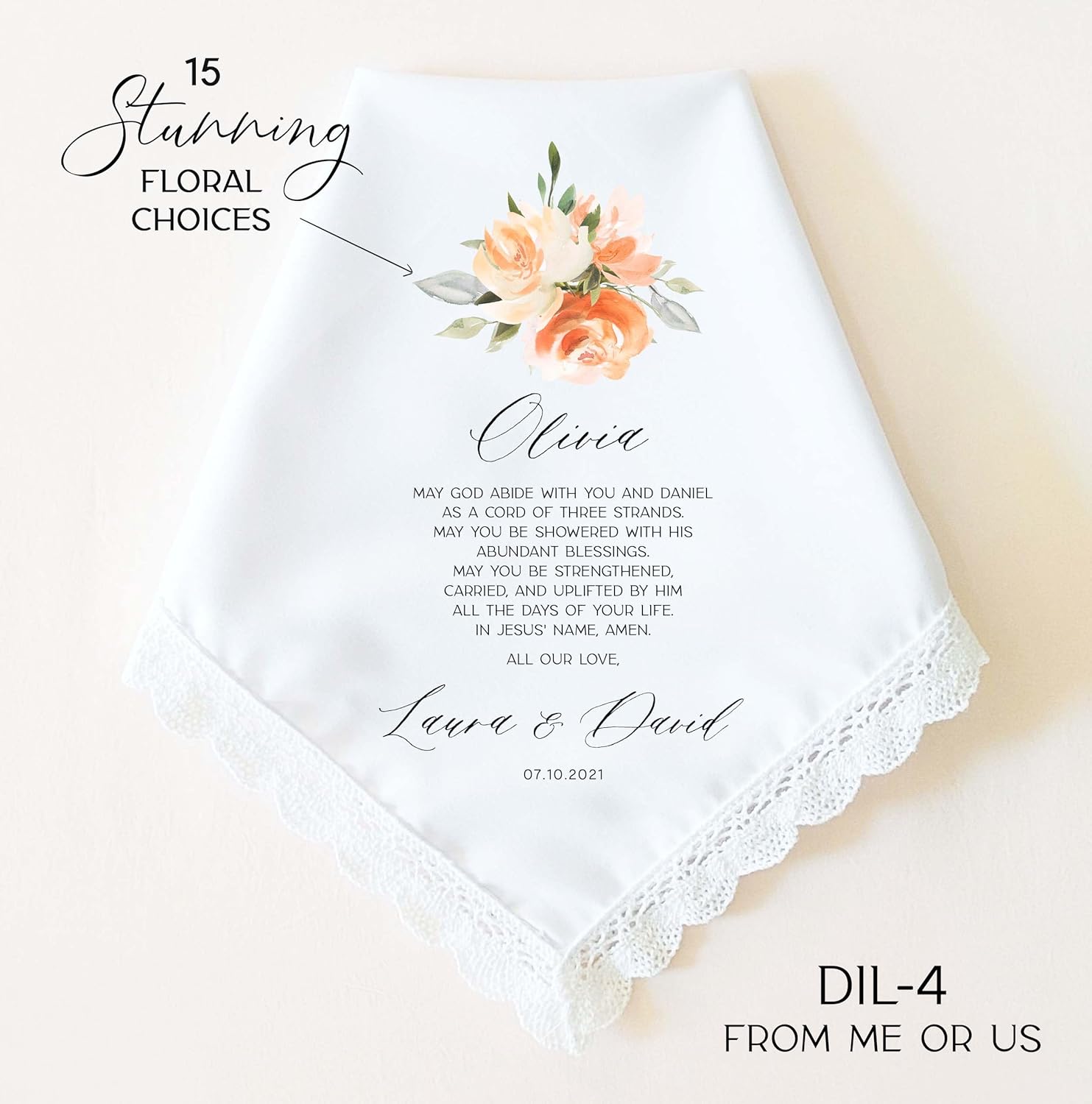 Daughter in Law Wedding Gift | Personalized Wedding Handkerchief Gift for Daughter in Law | Something Blue Gift for Bride | Bridal Shower Gift from Mother in Law, In Laws - Image 5
